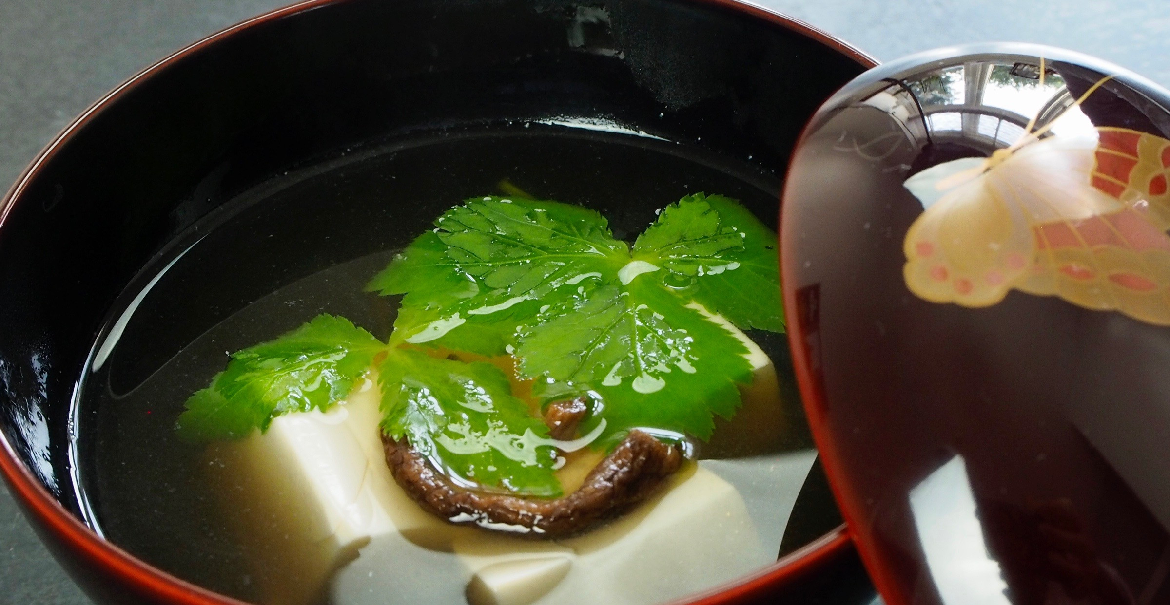 Japanese consomme with Tofu & Mitsuba
